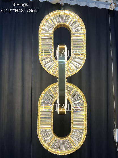 Luxury Crystal Chain Pendant Chandelier for High Ceilings