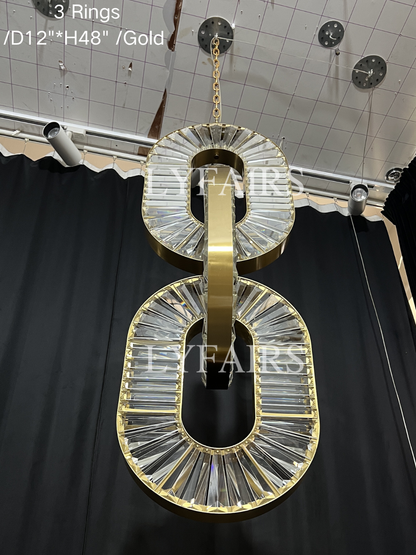 Luxury Crystal Chain Pendant Chandelier for High Ceilings