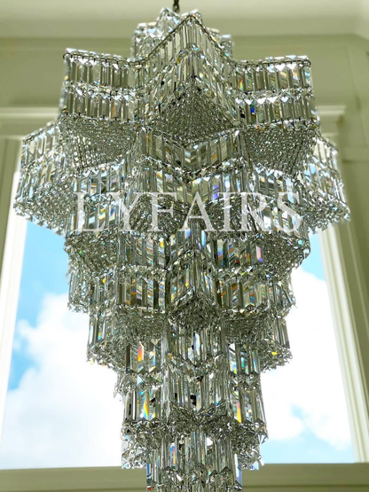 Luxury Extra Large Plaza Multi-Tier Crystal Chandelier For  Hotel Hall / 2 Story Foyer / High Ceiling Living Room