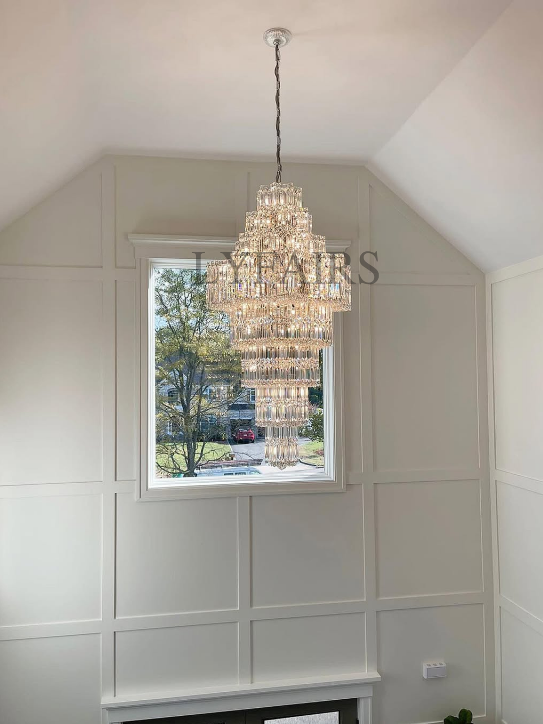 Extra Large Plaza Hall  Multi-Tier Crystal Chandelier Foyer Living Room Staircase Ceiling Lighting Fixture  In Chrome/Gold Finish