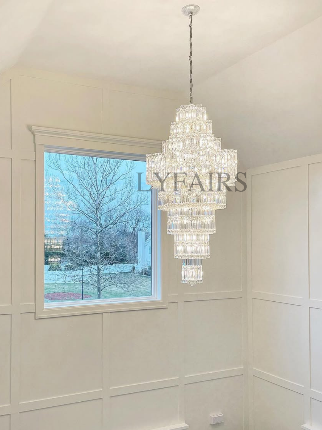 Extra Large Plaza Hall  Multi-Tier Crystal Chandelier Foyer Living Room Staircase Ceiling Lighting Fixture  In Chrome/Gold Finish