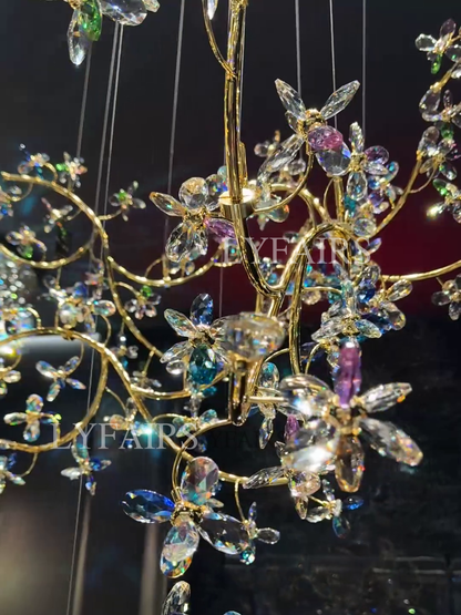 Luxury Floating Branches Crystal Flower Chandelier for High Ceiling/Mansion/Hotel