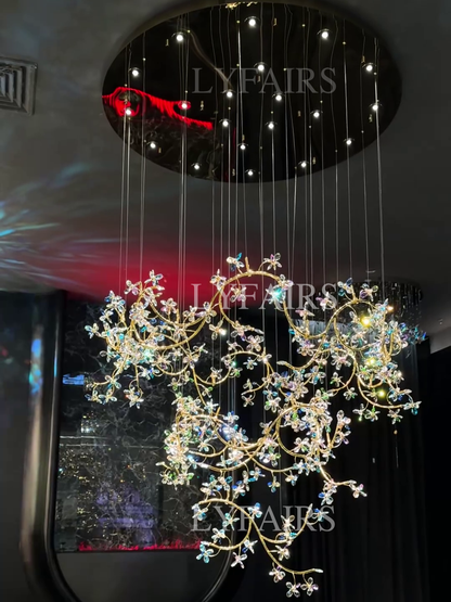 Luxury Floating Branches Crystal Flower Chandelier for High Ceiling/Mansion/Hotel