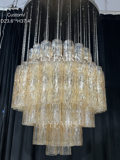 Luxury Floating Glass Tube Chandelier for High Ceiling