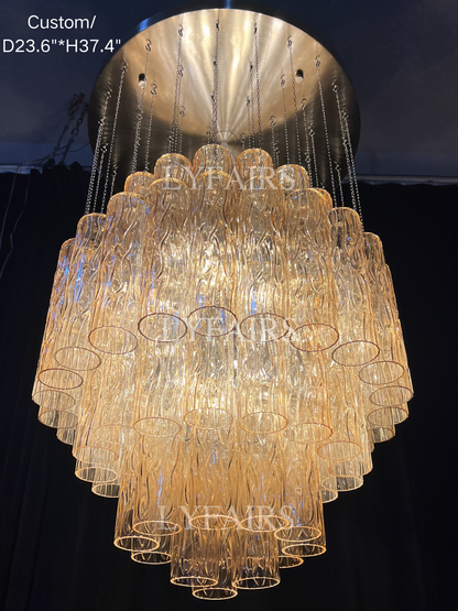 Luxury Floating Glass Tube Chandelier for High Ceiling