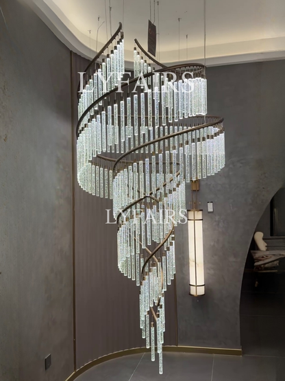 Luxury Spiral Bubble Crystal Chandelier for High Ceiling
