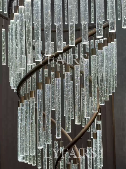 Luxury Spiral Bubble Crystal Chandelier for High Ceiling