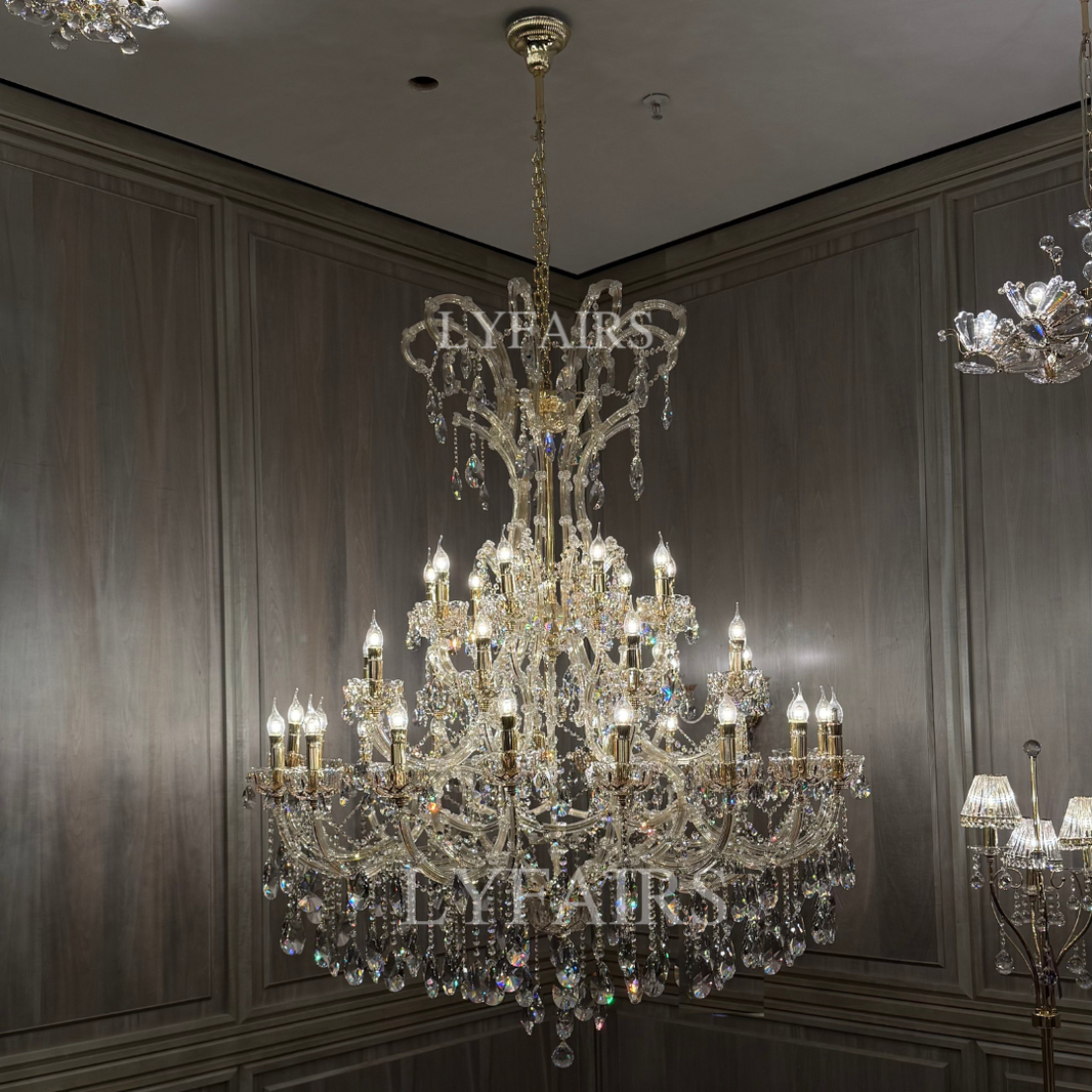 Majestic Royal Crown Crystal Candle Chandelier for Luxury Villa & Banquet Hall