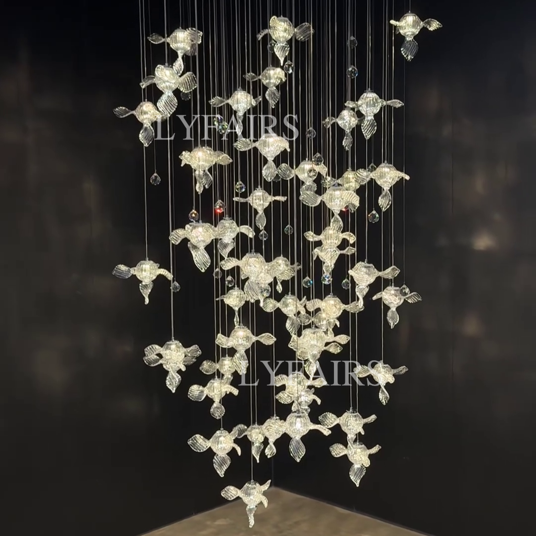 Modern Art Design Propeller-like Crystal Chandelier for Staircase/Villa/Foyer/High-ceiling Space