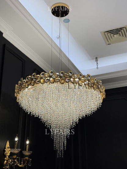 Modern Flower Crystal Tassel Chandelier for Living Room/Dining Room