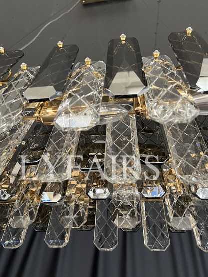 Modern Smoky Gray Crystal Chandelier Gleamy Light Fixture for Living/Dining Room/ Bedroom/ Home Office