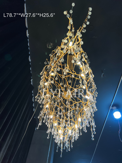 Extra Large Branch Crystal Drops Chandelier for Living/ Dining Room