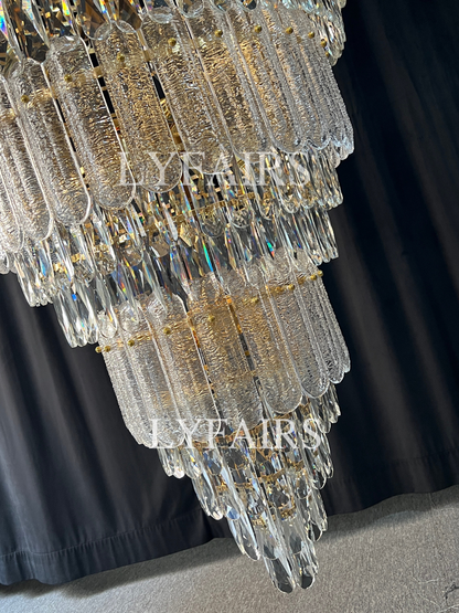 Oversized Multi-layers Luxury Gold Crystal Chandelier For Large Foyer/Hallway/Entryway