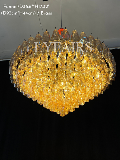 Modern Round/Rectangular/Funnel Smoke Glass Chandelier for Low-ceiling