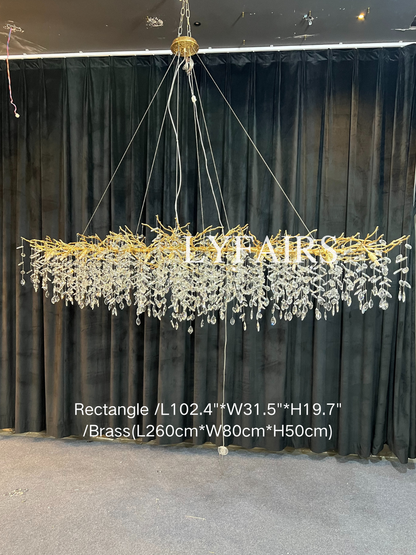 French Style Crystal Leaves Branch Chandelier