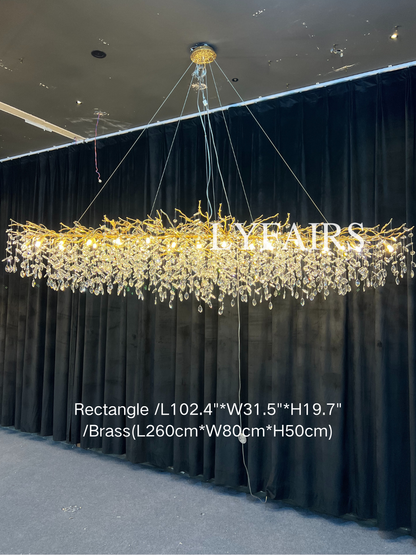 French Style Crystal Leaves Branch Chandelier