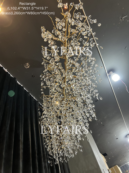 French Style Crystal Leaves Branch Chandelier