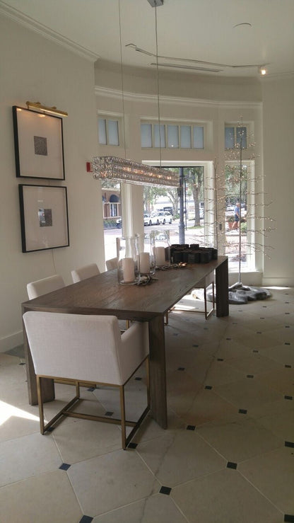 Decorative Rectangle Cube Crystal Pendant Chandelier For Dining Room Luxury Hanging Light Fixture In Gold Finish