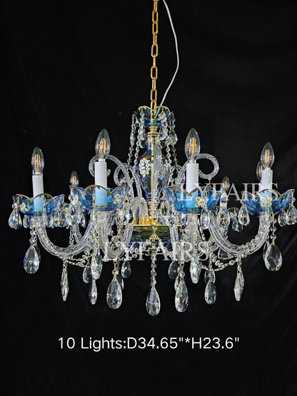 French Romantic Blue Crystal Designer Chandelier for Bedroom/Living Room/Dining Room