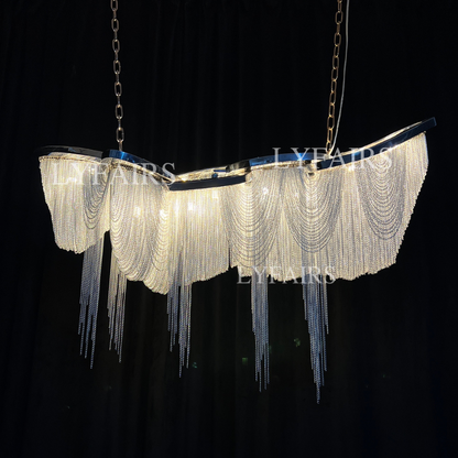 Luxury Gold/Sliver Tassel Linear Art Chandelier