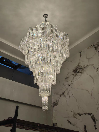 Luxury Extra Large Plaza Multi-Tier Crystal Chandelier For  Hotel Hall / 2 Story Foyer / High Ceiling Living Room