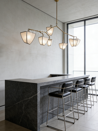 Modern Silk-Textured Frosted Acrylic Branch Chandelier