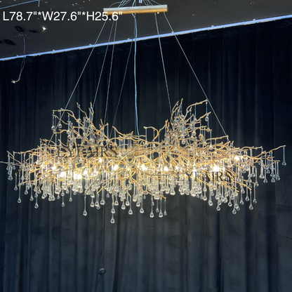 Extra Large Branch Crystal Drops Chandelier for Living/ Dining Room