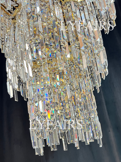 Oversized European Multi-layers Golden Luxury Crystal Chandelier Villa/High-ceiling/Foyer