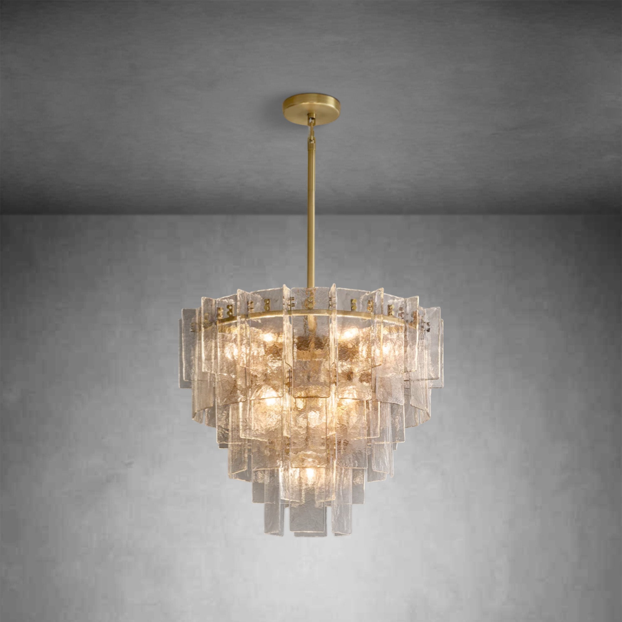 HA Lattice Clear Glass Tiered Round Chandelier 36"