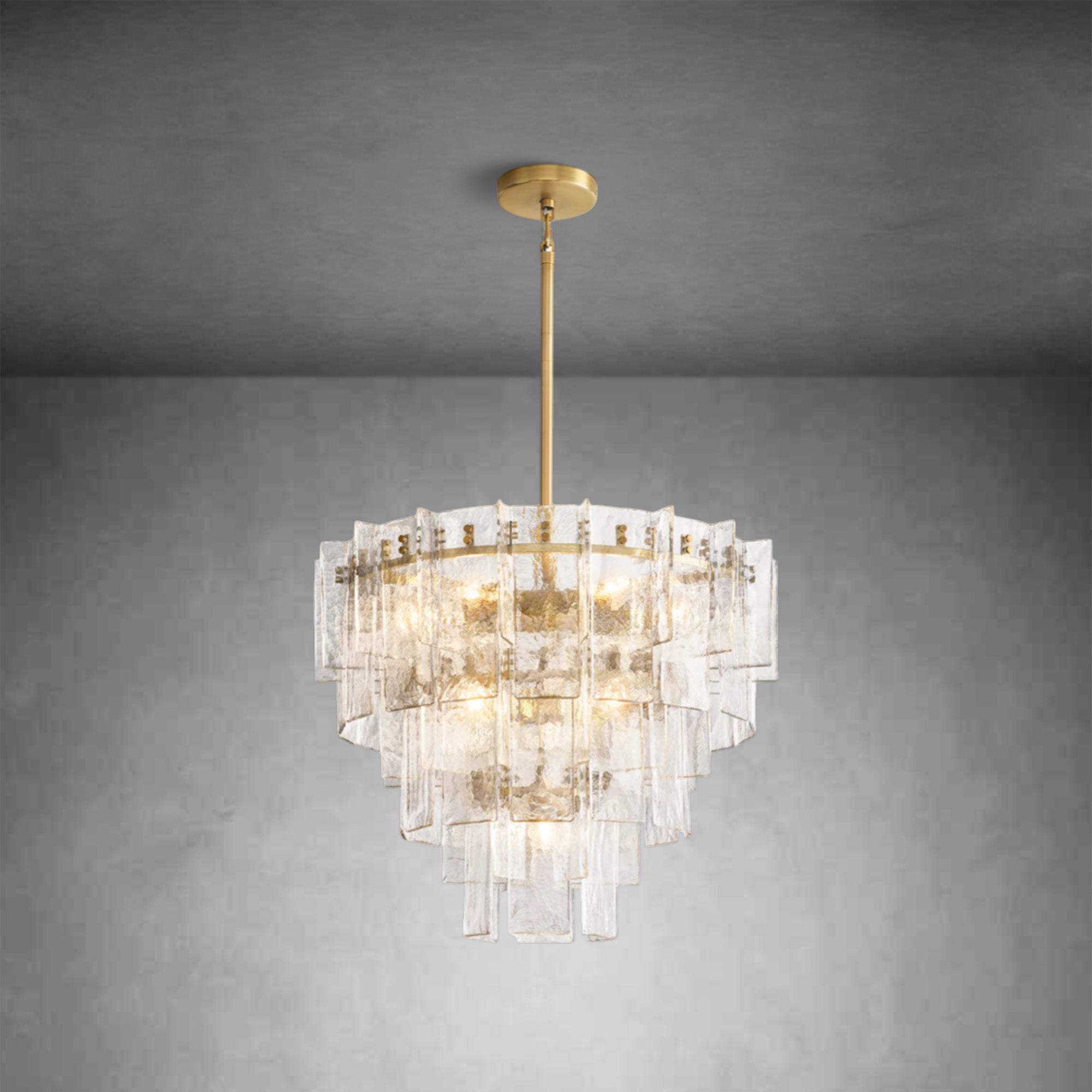 HA Lattice Clear Glass Tiered Round Chandelier 36"