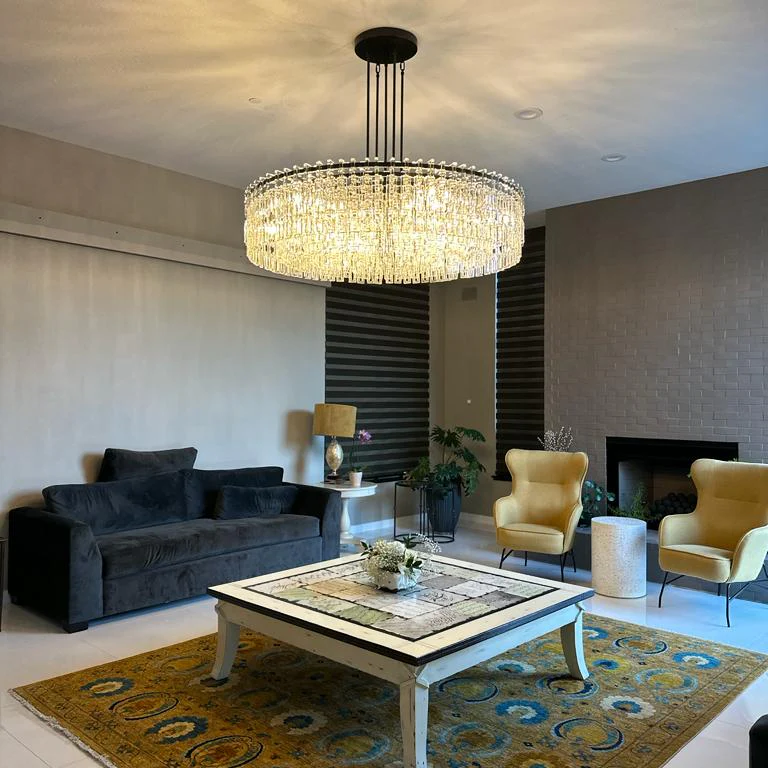 Melody K9 Crystal Round Chandelir for Living Room Bedroom, Kitchen Island