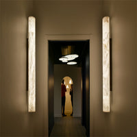 Garron Modern Alabaster Linear Wall Sconce Wall Light Fixtures J-CHANDELIER Brass 3'' W x 22'' H 