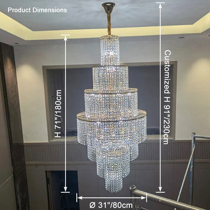 HA Tiered Crystal Foyer Chandelier