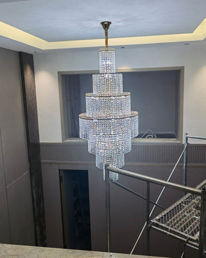 HA Tiered Crystal Foyer Chandelier