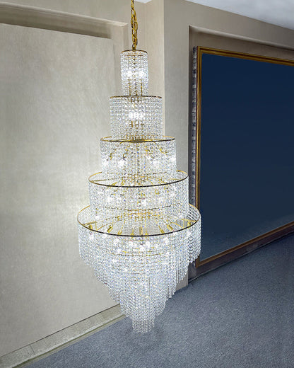 HA Tiered Crystal Foyer Chandelier