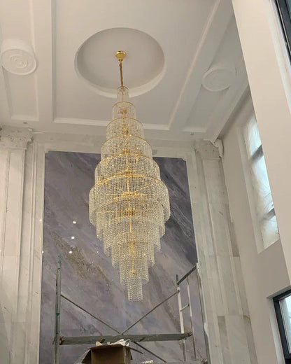 HA Tiered Crystal Foyer Chandelier