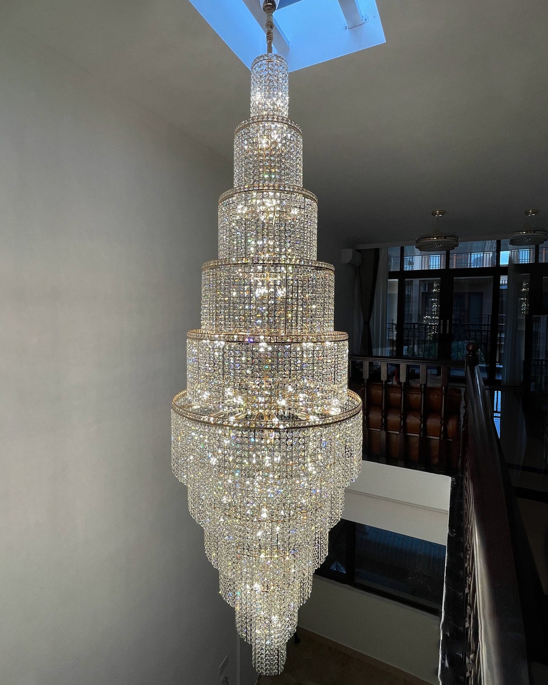 HA Tiered Crystal Foyer Chandelier