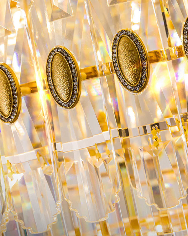 Merlin Tiered Tapered Gold Crystal Chandelier