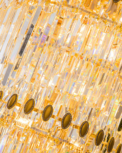 Tiered Tapered Gold Crystal Chandelier