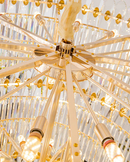 Tiered Tapered Gold Crystal Chandelier