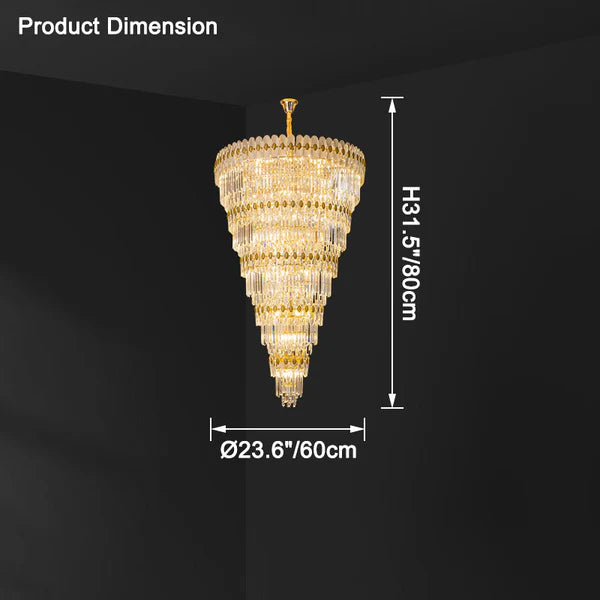 Merlin Tiered Tapered Gold Crystal Chandelier