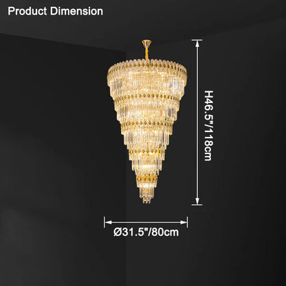 Tiered Tapered Gold Crystal Chandelier