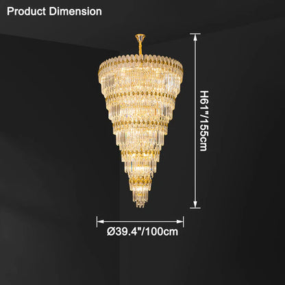 Tiered Tapered Gold Crystal Chandelier