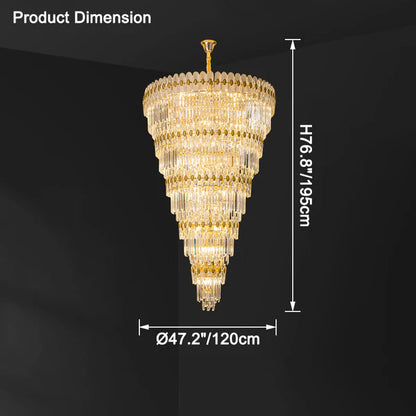 Tiered Tapered Gold Crystal Chandelier