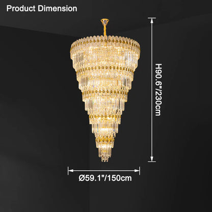 Tiered Tapered Gold Crystal Chandelier