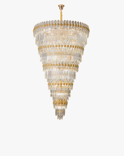 Tiered Tapered Gold Crystal Chandelier