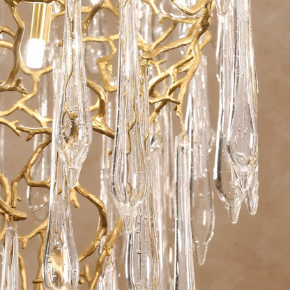 Modern Crystal Droplet Branch Staircase Chandelier 31.5"-72"