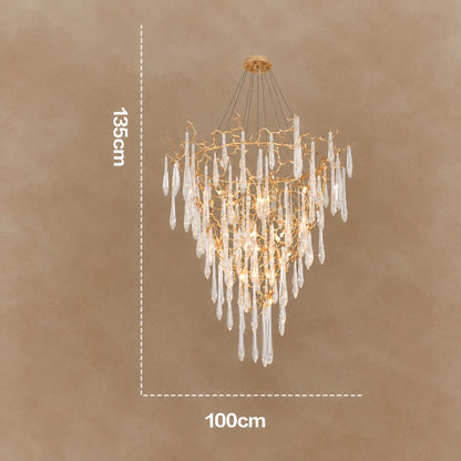 Modern Crystal Droplet Branch Staircase Chandelier 31.5"-72"