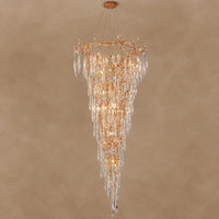 Modern Crystal Droplet Branch Staircase Chandelier 31.5"-72"