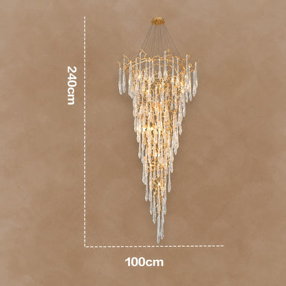 Modern Crystal Droplet Branch Staircase Chandelier 31.5"-72"